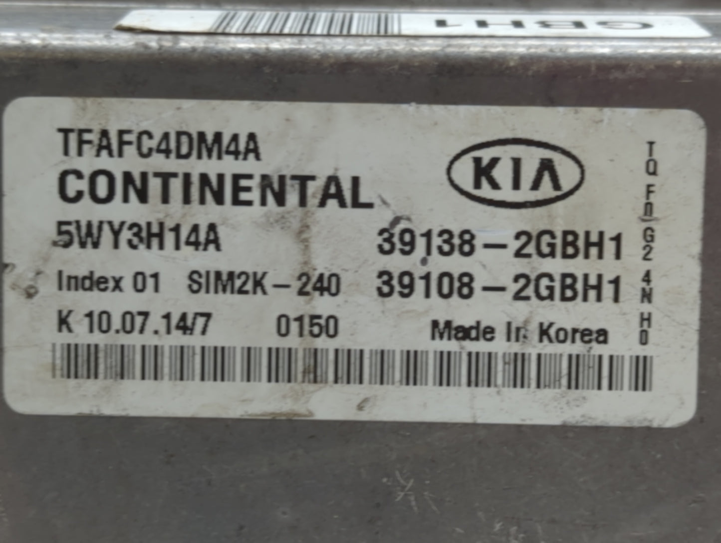 2015 Kia Optima PCM Engine Control Computer ECU ECM PCU OEM P/N:39138-2GBH1 821807A Fits OEM Used Auto Parts - Oemusedautopa