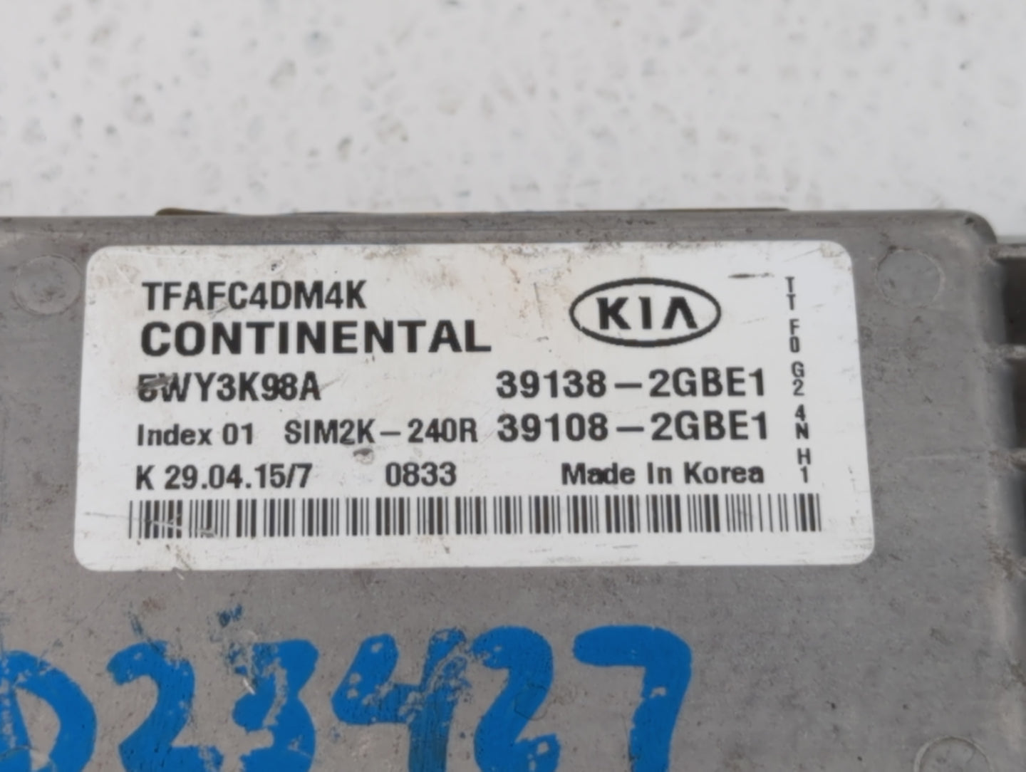 2014-2015 Kia Optima PCM Engine Control Computer ECU ECM PCU OEM P/N:39138-2GBE1 39108-2GBH2, 39138-2GBH2 Fits Fits 2014 201