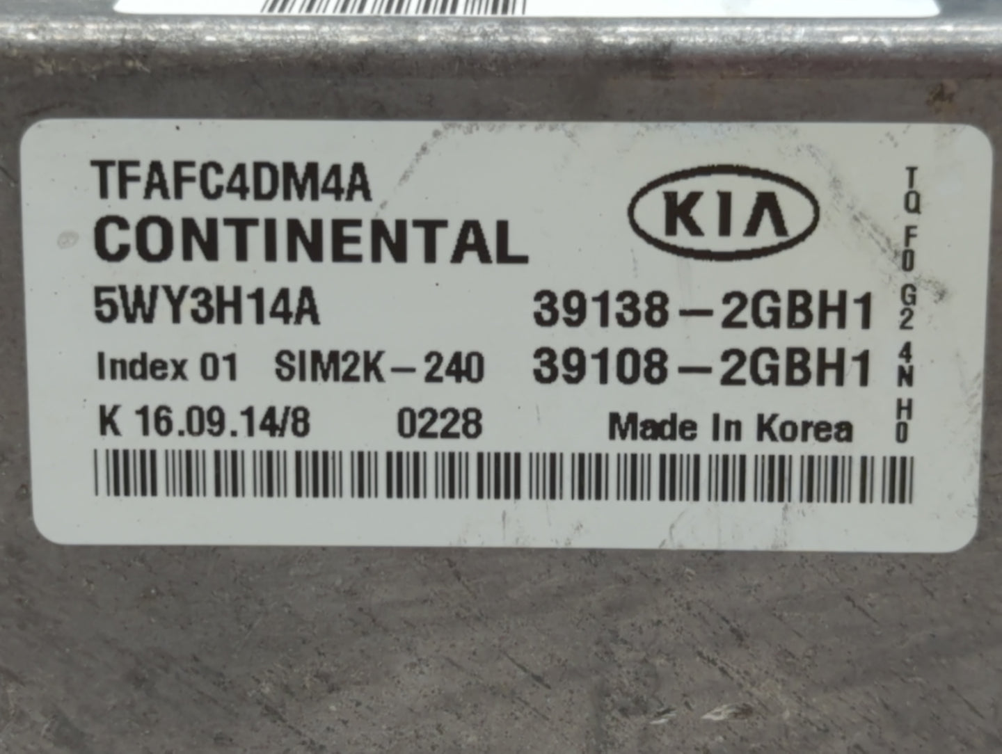 2014-2015 Kia Optima PCM Engine Control Computer ECU ECM PCU OEM P/N:39138-2GBH1 39108-2GBH2, 39138-2GBH2 Fits Fits 2014 201