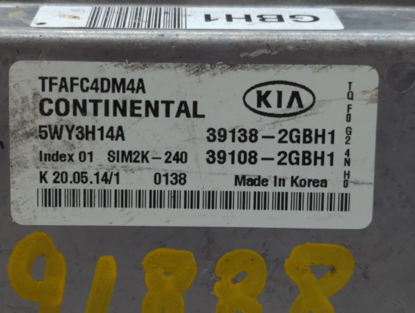2015 Kia Optima PCM Engine Control Computer ECU ECM PCU OEM P/N:39138-2GBH1 Fits OEM Used Auto Parts - Oemusedautoparts1.com