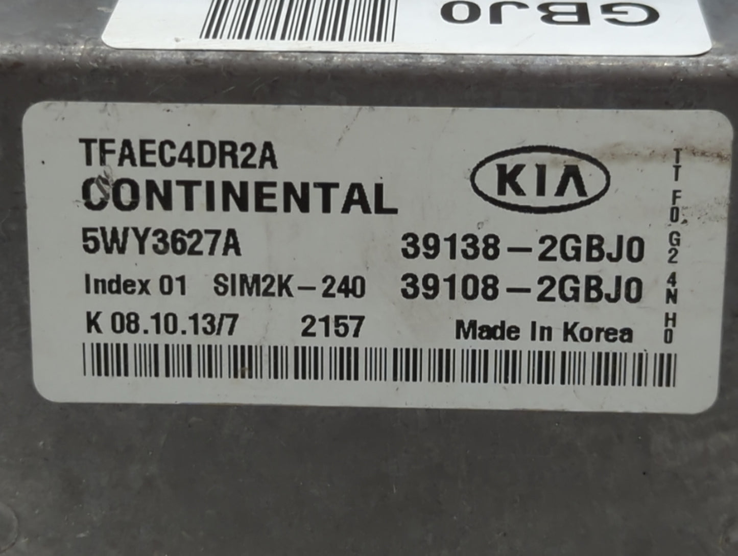 2014-2015 Kia Optima PCM Engine Control Computer ECU ECM PCU OEM P/N:39108-2GBJ0 39138-2GBJ0 Fits Fits 2014 2015 OEM Used Au