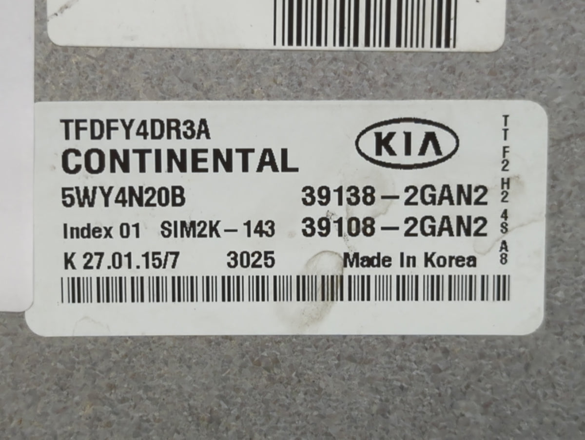 2015-2016 Kia Optima PCM Engine Control Computer ECU ECM PCU OEM P/N:39108-2GAN2 39138-2GAN2 Fits 2015 2016 OEM Used Auto Pa