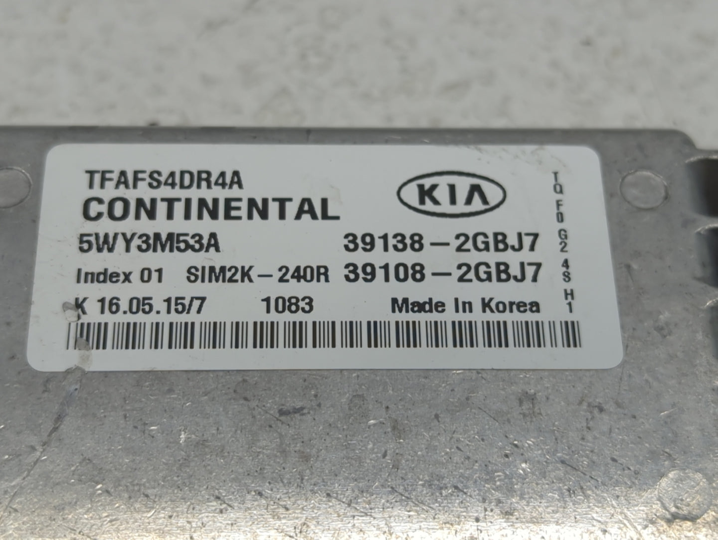 2015 Kia Optima PCM Engine Control Computer ECU ECM PCU OEM P/N:39108-2GBJ7 39138-2GBJ7 Fits OEM Used Auto Parts - Oemusedau