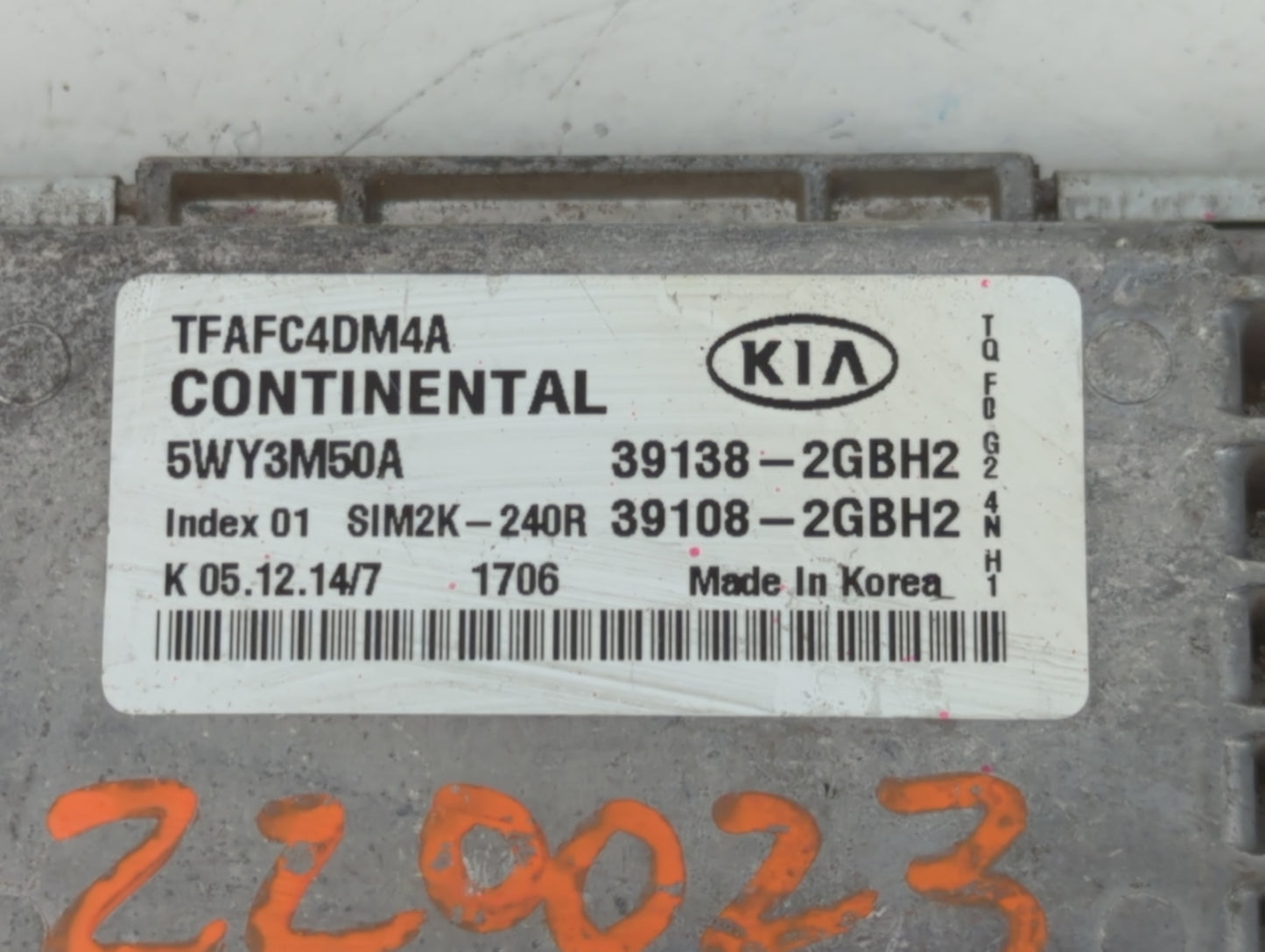 2015 Kia Optima PCM Engine Control Computer ECU ECM PCU OEM P/N:39108-2GBH2 39138-2GBH2 Fits OEM Used Auto Parts - Oemusedau