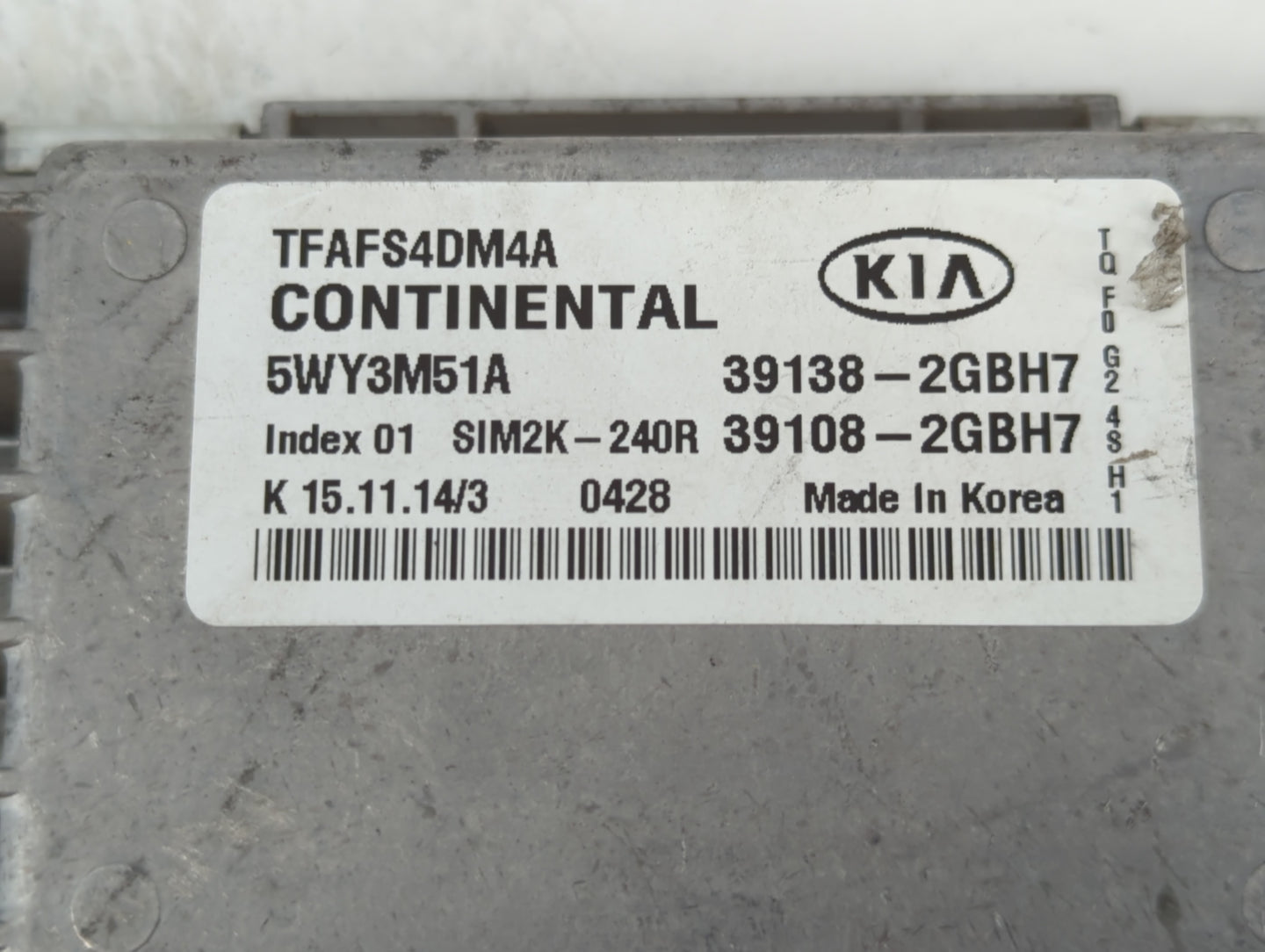 2015 Kia Optima PCM Engine Control Computer ECU ECM PCU OEM P/N:39108-2GBH7 39138-2GBH7 Fits OEM Used Auto Parts - Oemusedau