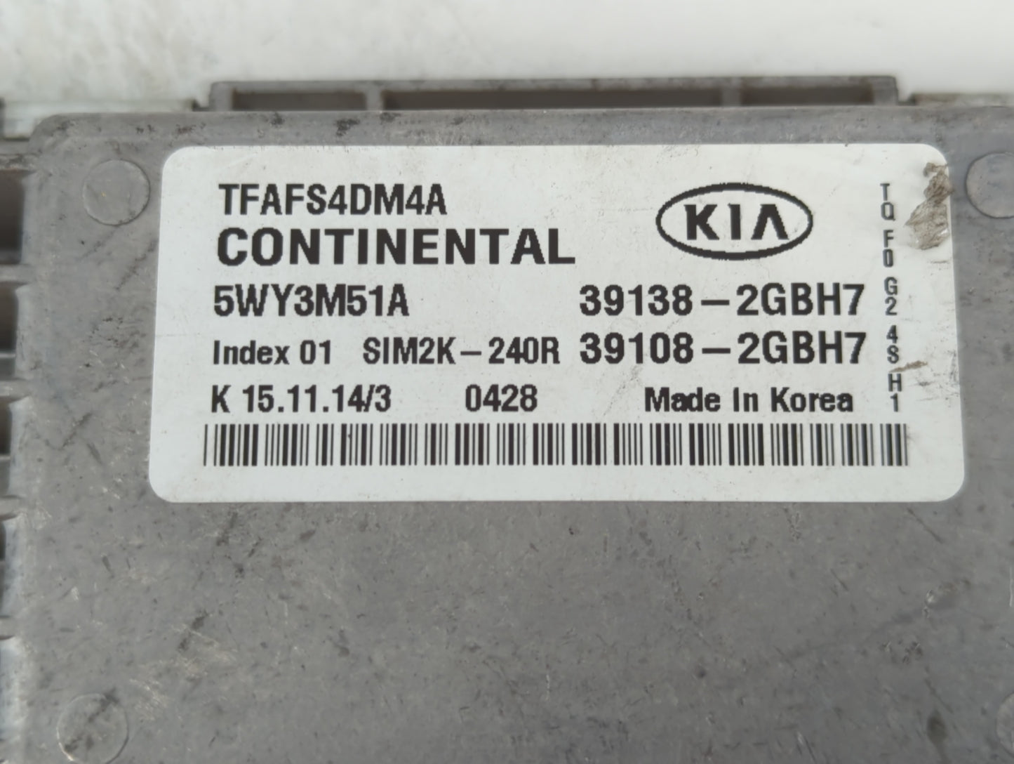 2015 Kia Optima PCM Engine Control Computer ECU ECM PCU OEM P/N:39108-2GBH7 39138-2GBH7 Fits OEM Used Auto Parts - Oemusedau