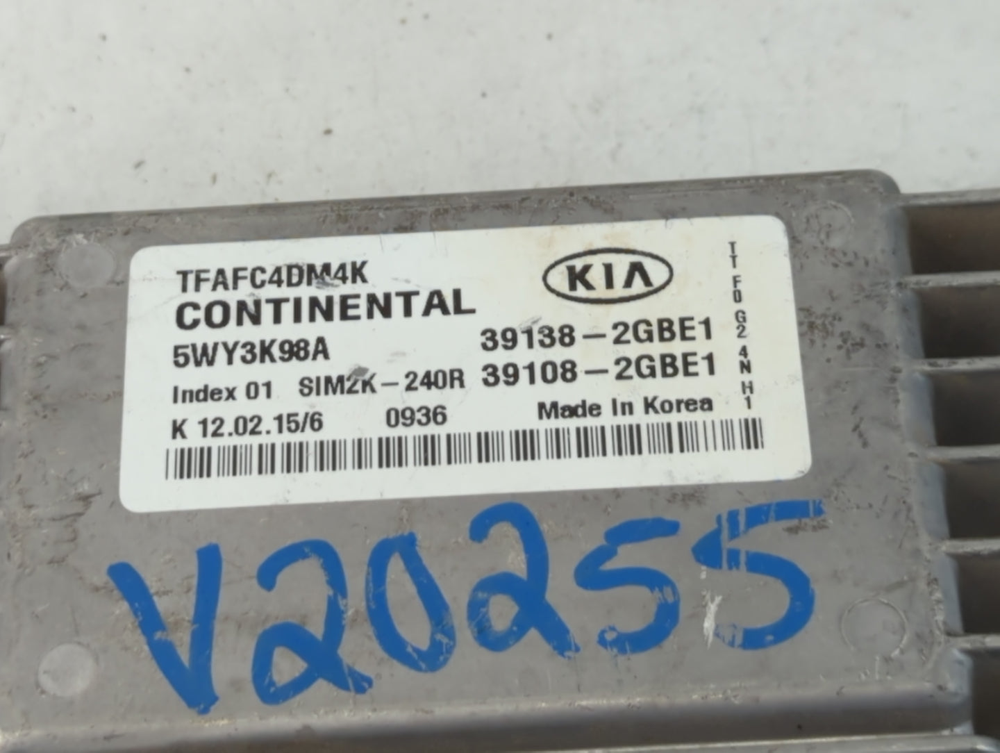 2014-2015 Kia Optima PCM Engine Control Computer ECU ECM PCU OEM P/N:39138-2GBE1 Fits Fits 2014 2015 OEM Used Auto Parts - O
