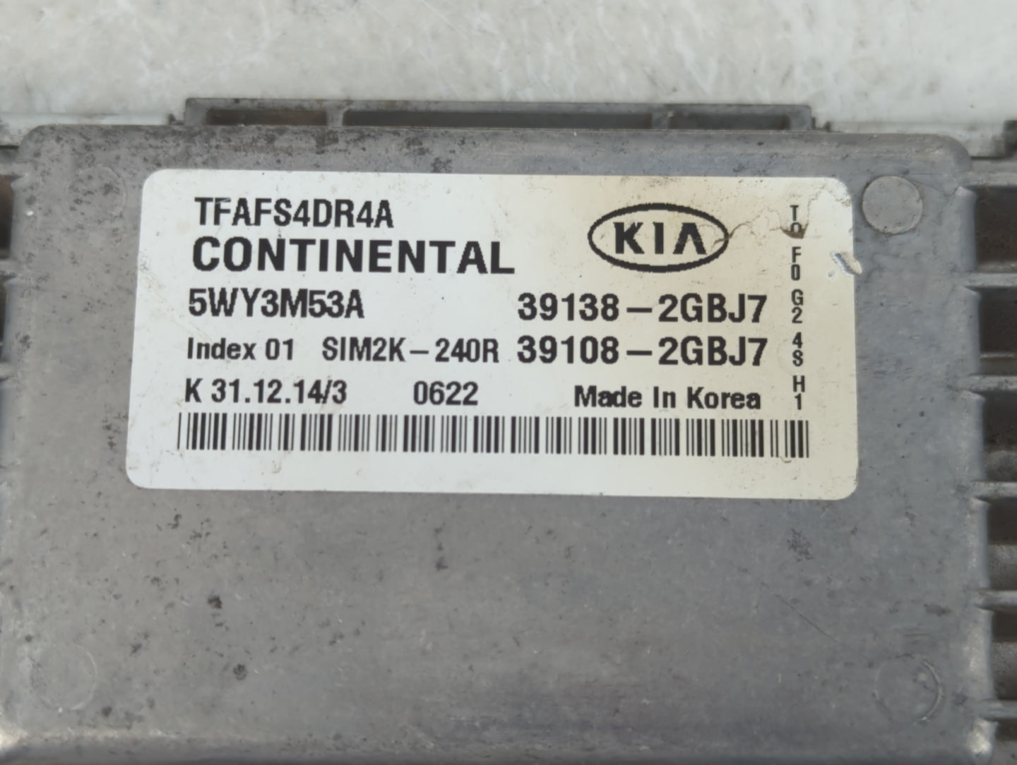 2015 Kia Optima PCM Engine Control Computer ECU ECM PCU OEM P/N:39138-2GBJ7 Fits OEM Used Auto Parts - Oemusedautoparts1.com