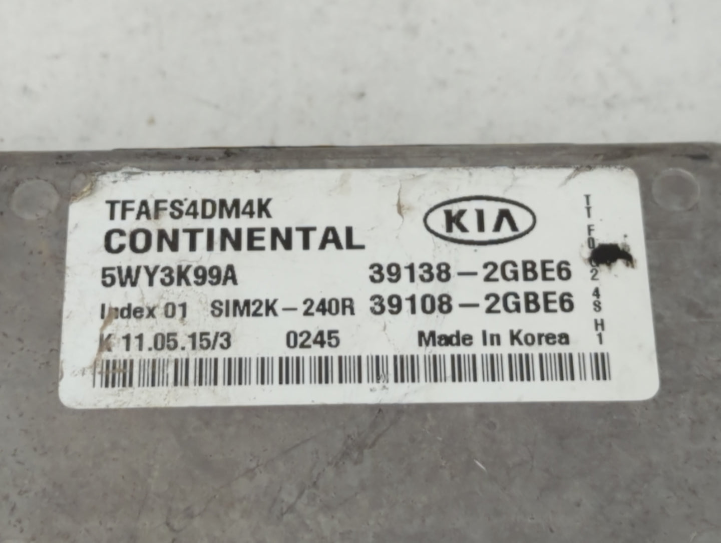2015 Kia Optima PCM Engine Control Computer ECU ECM PCU OEM P/N:39108-2GBE6 39138-2GBE6 Fits OEM Used Auto Parts - Oemusedau