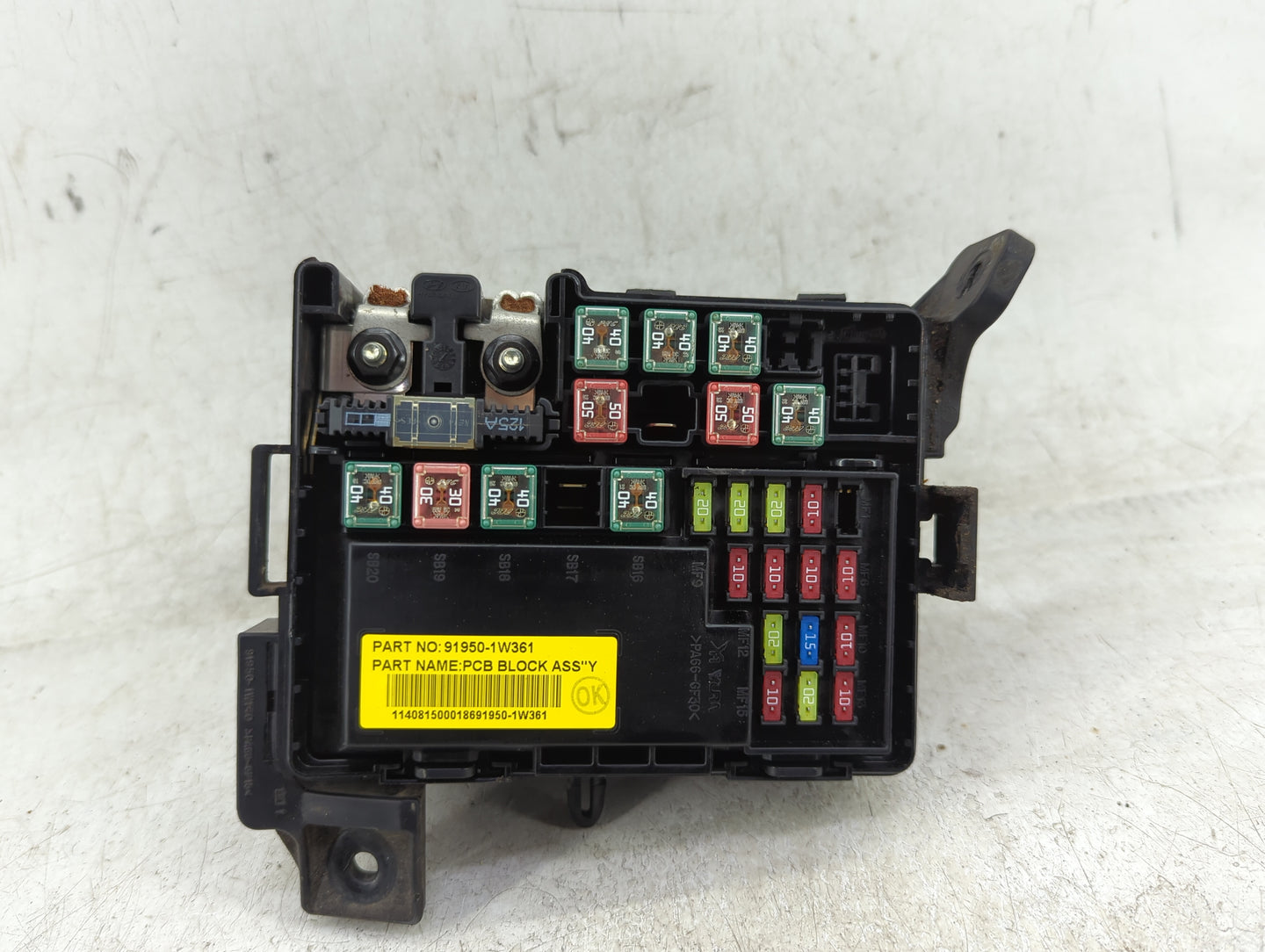 2012-2015 Kia Rio Fusebox Fuse Box Panel Relay Module P/N:91950-1W361 Fits Fits 2012 2013 2014 2015 OEM Used Auto Parts - Oe