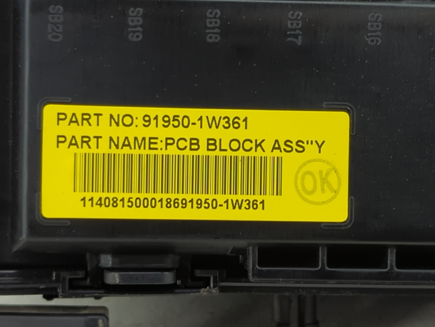 2012-2015 Kia Rio Fusebox Fuse Box Panel Relay Module P/N:91950-1W361 Fits Fits 2012 2013 2014 2015 OEM Used Auto Parts - Oe