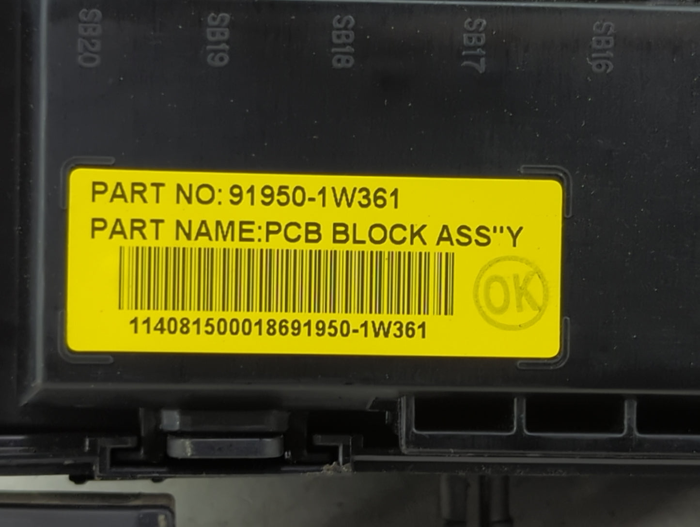 2012-2015 Kia Rio Fusebox Fuse Box Panel Relay Module P/N:91950-1W361 Fits Fits 2012 2013 2014 2015 OEM Used Auto Parts - Oe