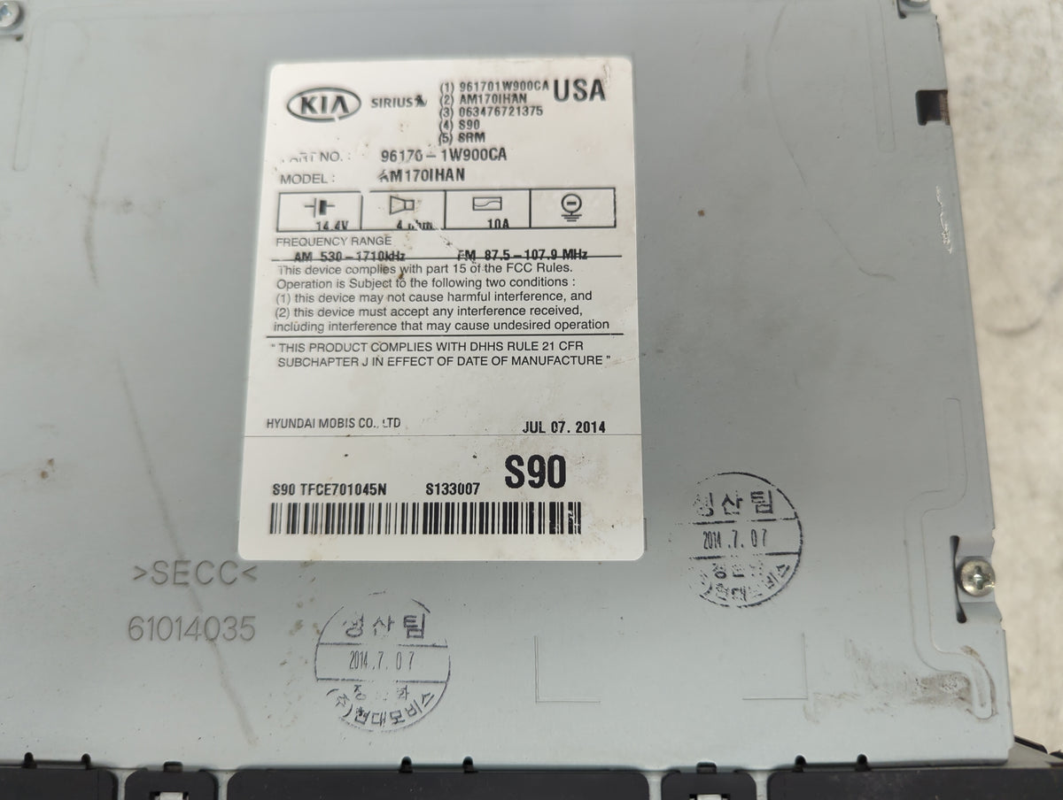 2012-2015 Kia Rio Radio AM FM Cd Player Receiver Replacement P/N:961701W900CA AM170IHAN Fits Fits 2012 2013 2014 2015 OEM Us