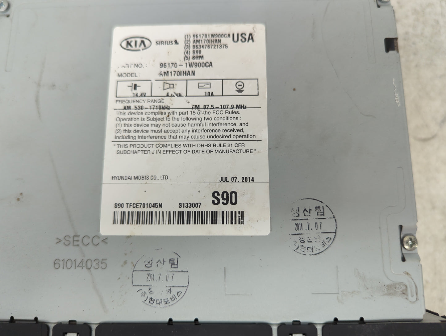 2012-2015 Kia Rio Radio AM FM Cd Player Receiver Replacement P/N:961701W900CA AM170IHAN Fits Fits 2012 2013 2014 2015 OEM Us
