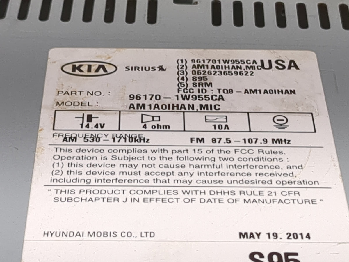 2012-2015 Kia Rio Radio AM FM Cd Player Receiver Replacement P/N:961701W955CA 96170-1W955CA Fits Fits 2012 2013 2014 2015 OE