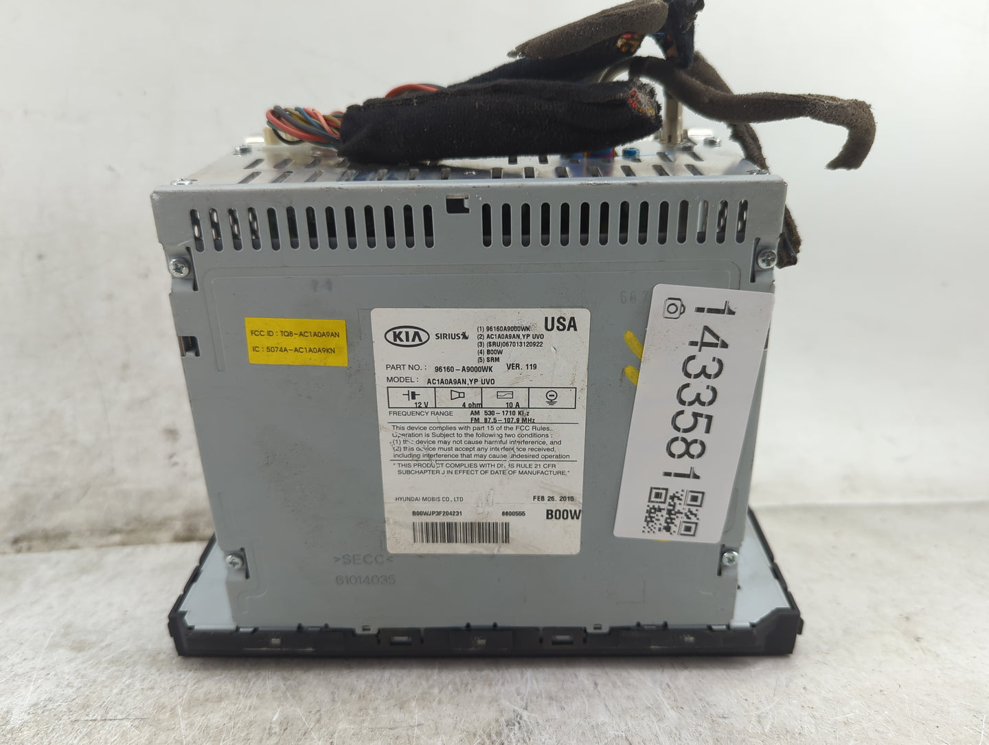 2015-2016 Kia Sedona Radio AM FM Cd Player Receiver Replacement P/N:96160-A9000WK AC1A0A9AN, YP UVO Fits Fits 2015 2016 OEM 