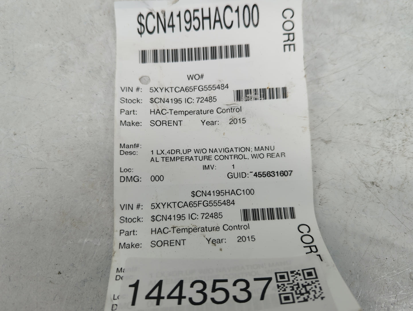 2014-2015 Kia Sorento Climate Control Module Temperature AC/Heater Replacement P/N:97250-1UXXX Fits Fits 2014 2015 OEM Used 