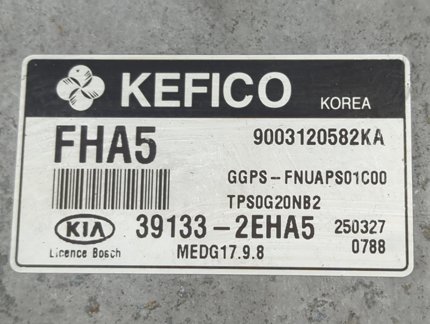 2015 Kia Soul PCM Engine Control Computer ECU ECM PCU OEM P/N:39133-2EHA5 9003120582KA, MEDG17.9.8 Fits OEM Used Auto Parts 