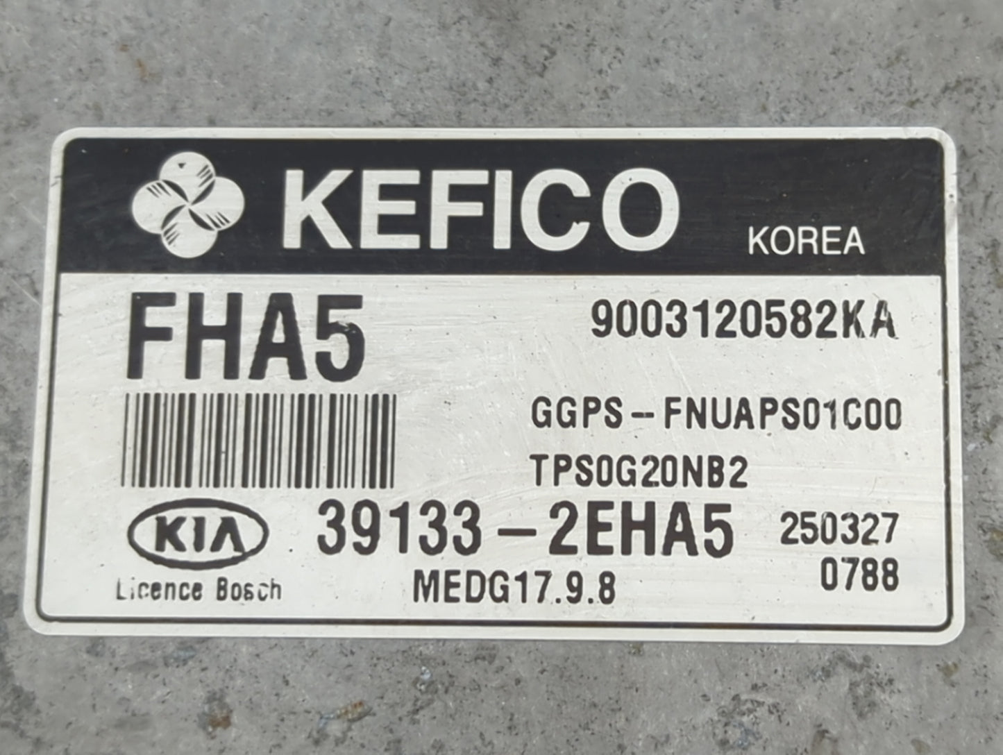 2015 Kia Soul PCM Engine Control Computer ECU ECM PCU OEM P/N:39133-2EHA5 9003120582KA, MEDG17.9.8 Fits OEM Used Auto Parts 