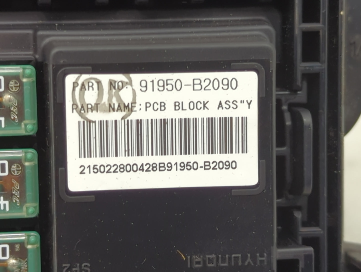2015 Kia Soul Fusebox Fuse Box Panel Relay Module P/N:91950-B2090 Fits OEM Used Auto Parts - Oemusedautoparts1.com