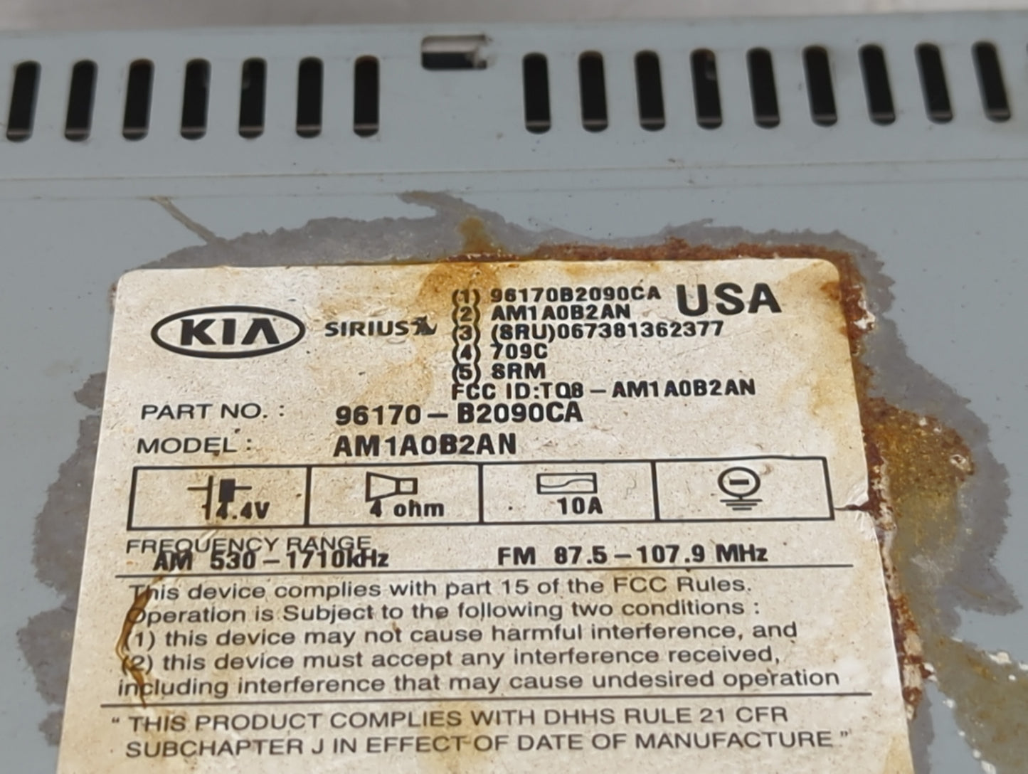2014-2016 Kia Soul Radio AM FM Cd Player Receiver Replacement P/N:96170B2090CA AM1A0B2AN, TQ8-AM1A0B2AN Fits Fits 2014 2015 