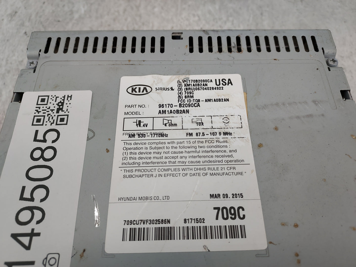 2014-2016 Kia Soul Radio AM FM Cd Player Receiver Replacement P/N:96170-B2090CA AM1A0B2AN, TQ8-AM1A0B2AN Fits Fits 2014 2015