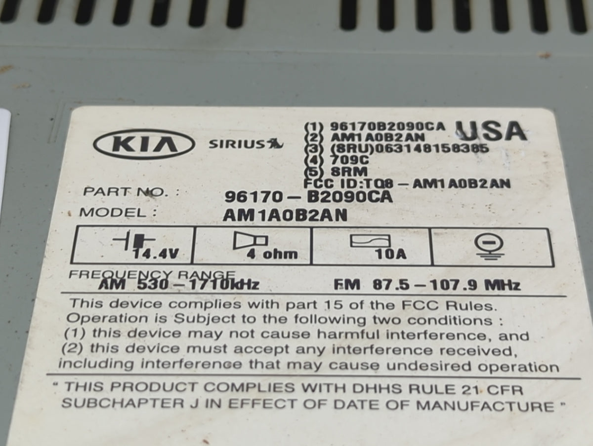 2015-2016 Kia Soul Radio AM FM Cd Player Receiver Replacement P/N:96170-B2090CA AM1A0B2AN, TQ8-AM1A0B2AN Fits Fits 2015 2016