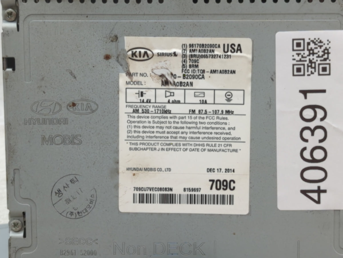 2014-2016 Kia Soul Am Fm Cd Player Radio Receiver 406391 - Oemusedautoparts1.com