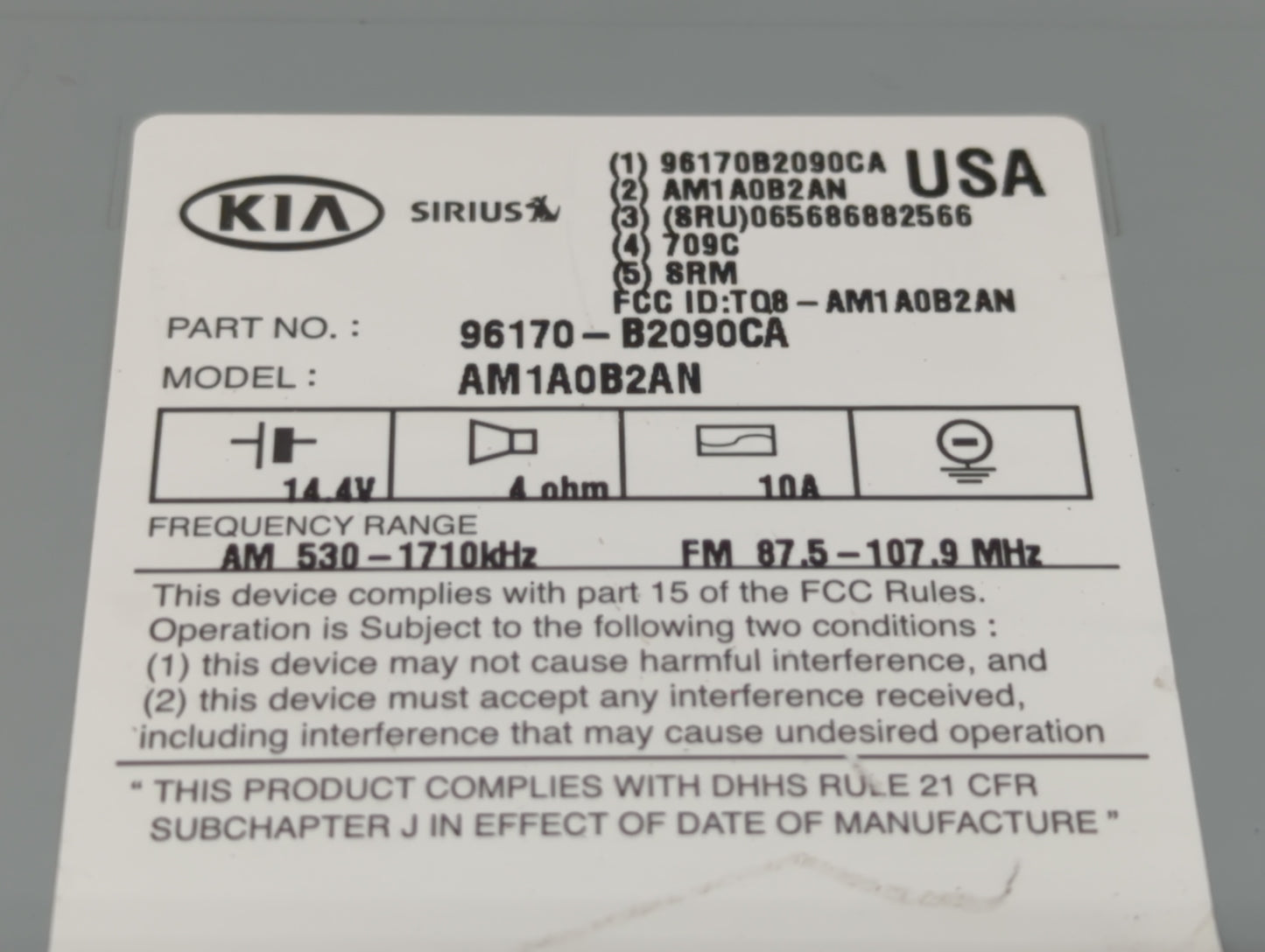 2014-2016 Kia Soul Am Fm Cd Player Radio Receiver - Oemusedautoparts1.com