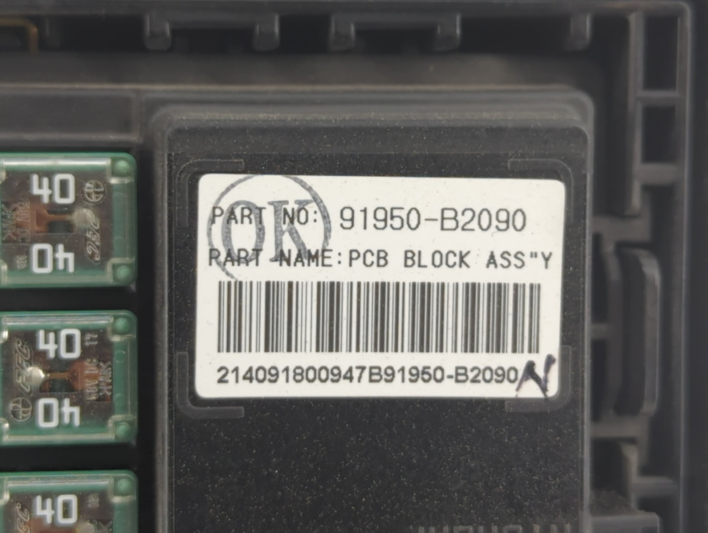 2015 Kia Soul Fusebox Fuse Box Panel Relay Module P/N:91417B2090 91417B2120, 91415B2160, 91950-B2090 Fits OEM Used Auto Part