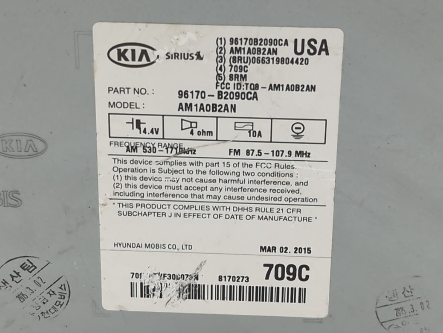 2014-2016 Kia Soul Am Fm Cd Player Radio Receiver - Oemusedautoparts1.com