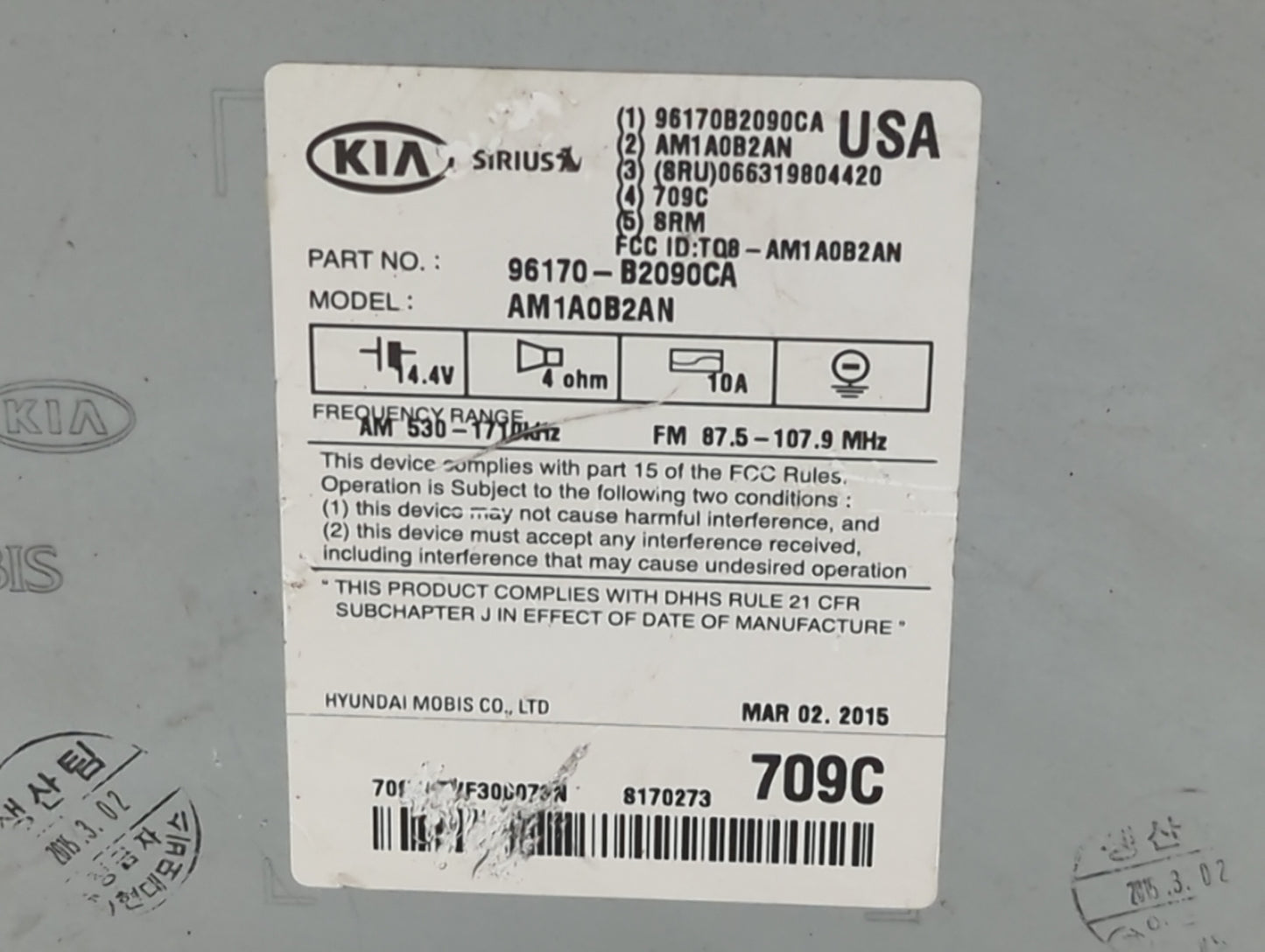 2014-2016 Kia Soul Am Fm Cd Player Radio Receiver - Oemusedautoparts1.com