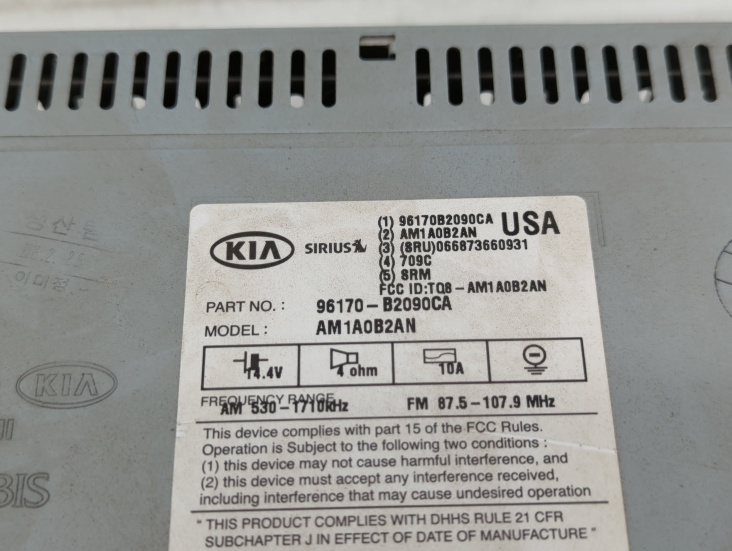 2014-2016 Kia Soul Am Fm Cd Player Radio Receiver - Oemusedautoparts1.com