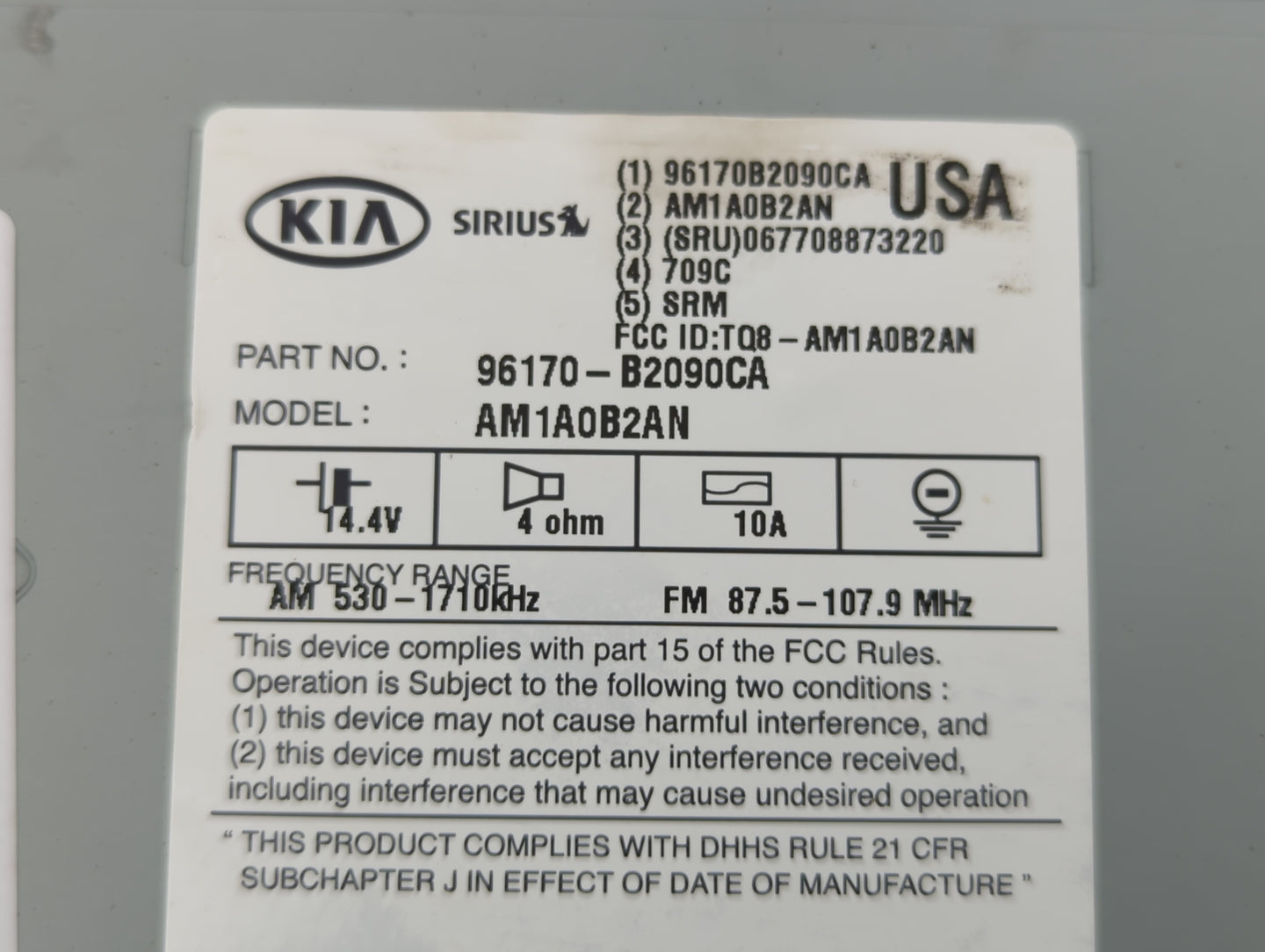 2014-2016 Kia Soul Am Fm Cd Player Radio Receiver - Oemusedautoparts1.com