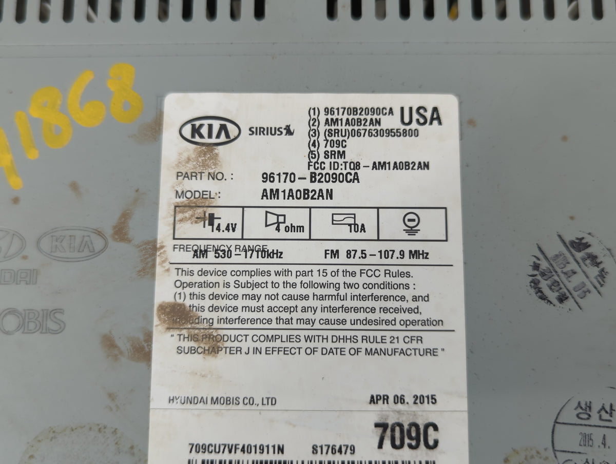 2014-2016 Kia Soul Am Fm Cd Player Radio Receiver 582200 - Oemusedautoparts1.com