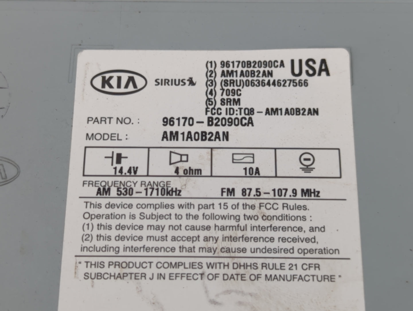 2014-2016 Kia Soul Am Fm Cd Player Radio Receiver - Oemusedautoparts1.com