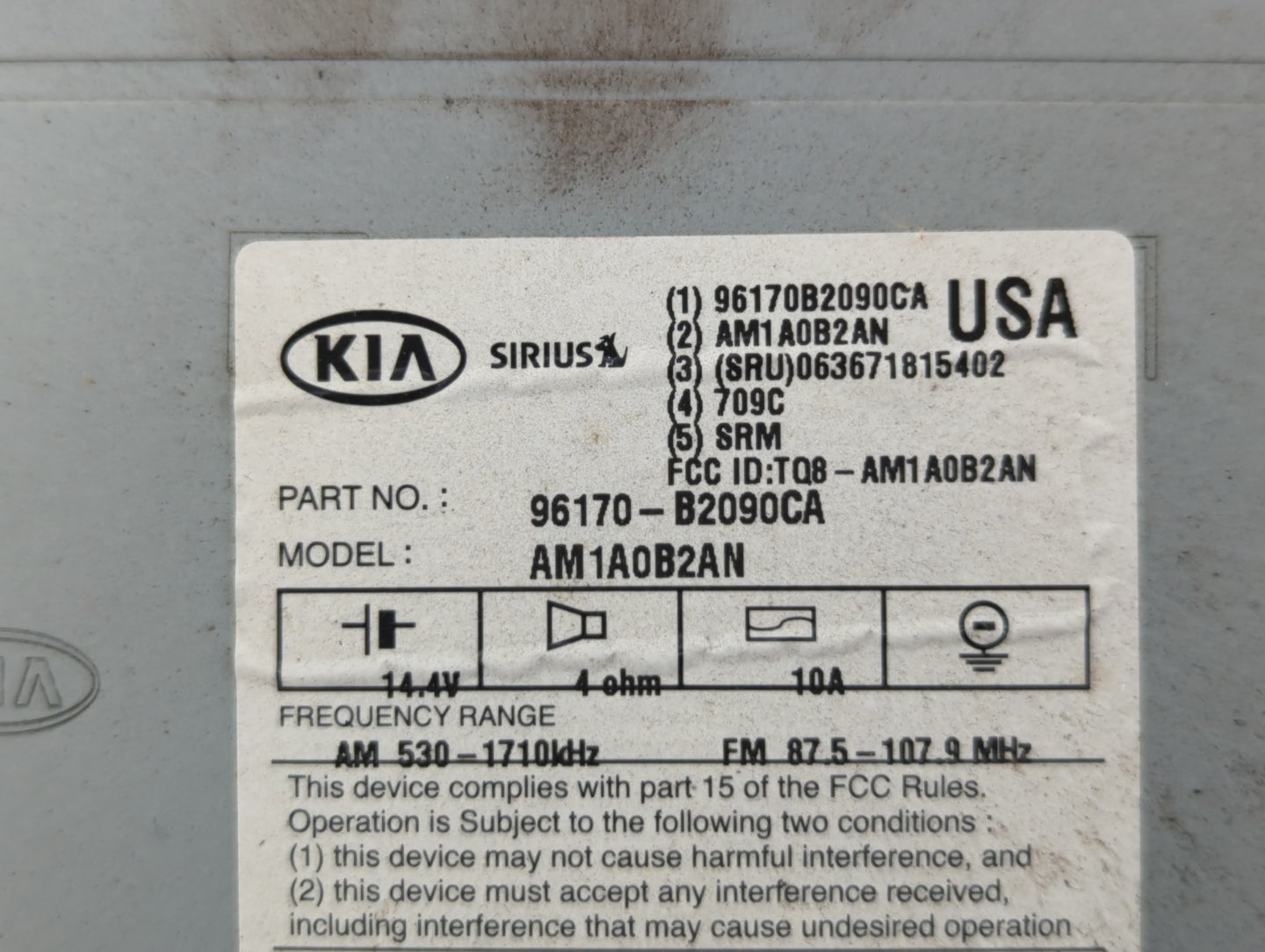 2014-2016 Kia Soul Am Fm Cd Player Radio Receiver - Oemusedautoparts1.com