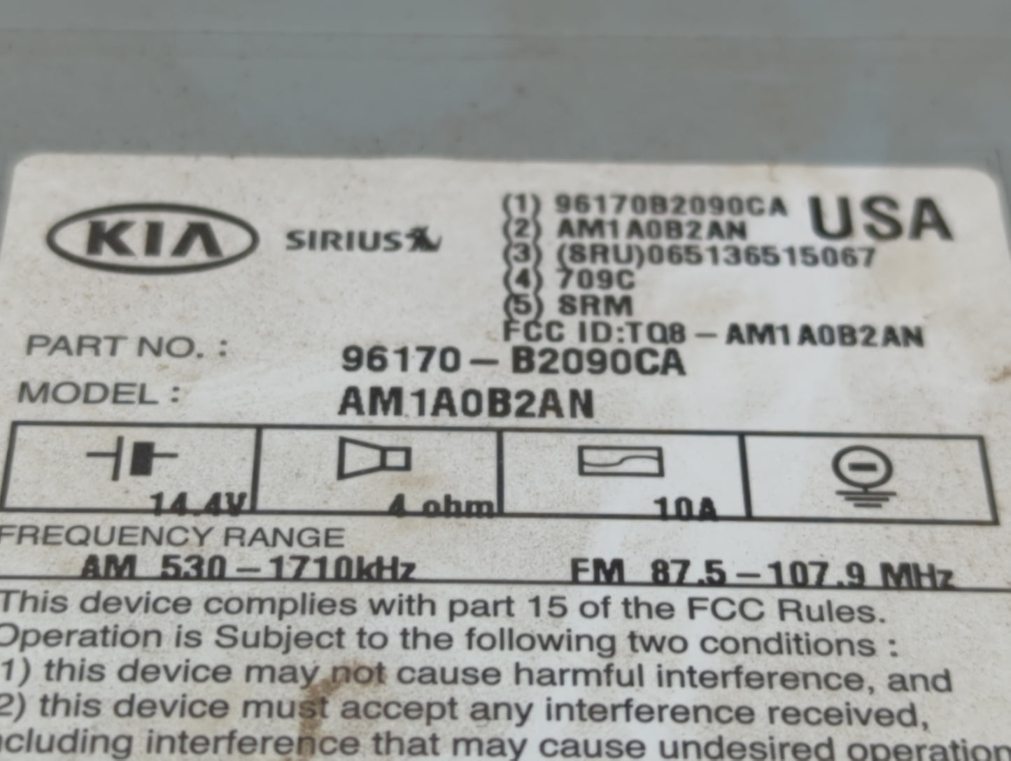 2014-2016 Kia Soul Am Fm Cd Player Radio Receiver - Oemusedautoparts1.com
