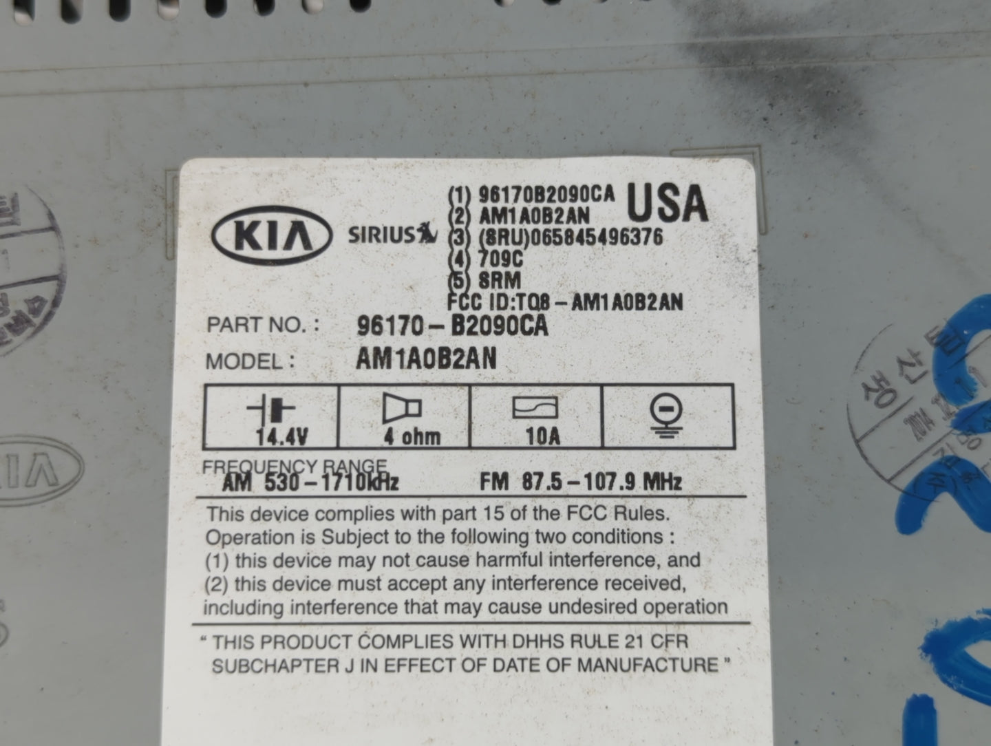 2014-2016 Kia Soul Am Fm Cd Player Radio Receiver - Oemusedautoparts1.com