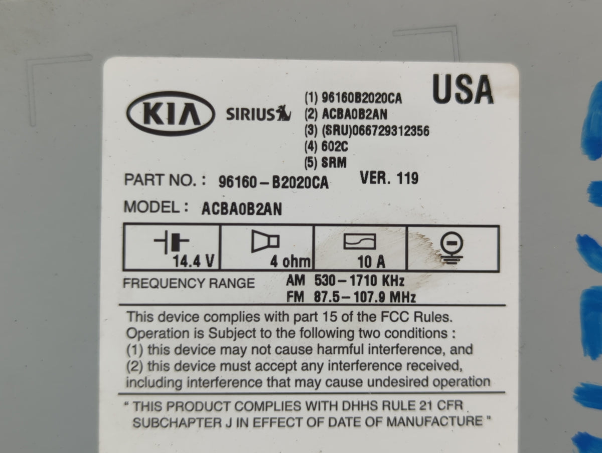 2014-2016 Kia Soul Am Fm Cd Player Radio Receiver 663354 - Oemusedautoparts1.com