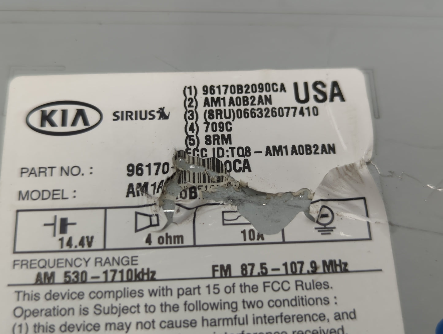 2014-2016 Kia Soul Am Fm Cd Player Radio Receiver - Oemusedautoparts1.com