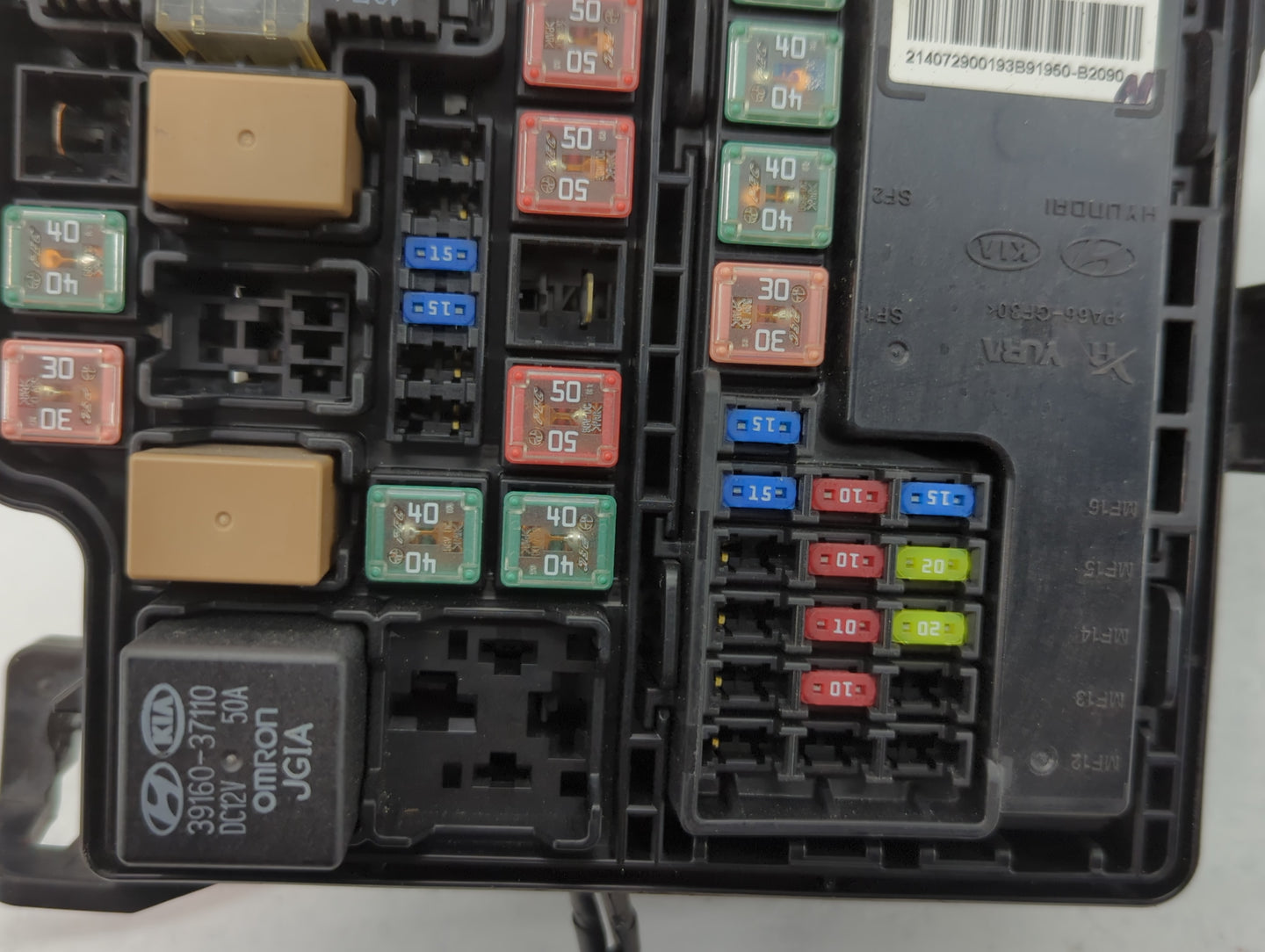 2015 Kia Soul Fusebox Fuse Box Panel Relay Module P/N:91950-B2090 Fits OEM Used Auto Parts - Oemusedautoparts1.com