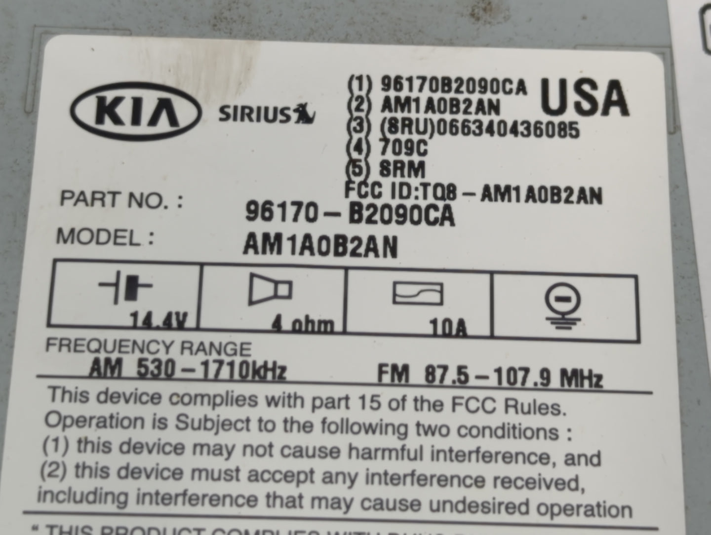 2014-2016 Kia Soul Am Fm Cd Player Radio Receiver - Oemusedautoparts1.com