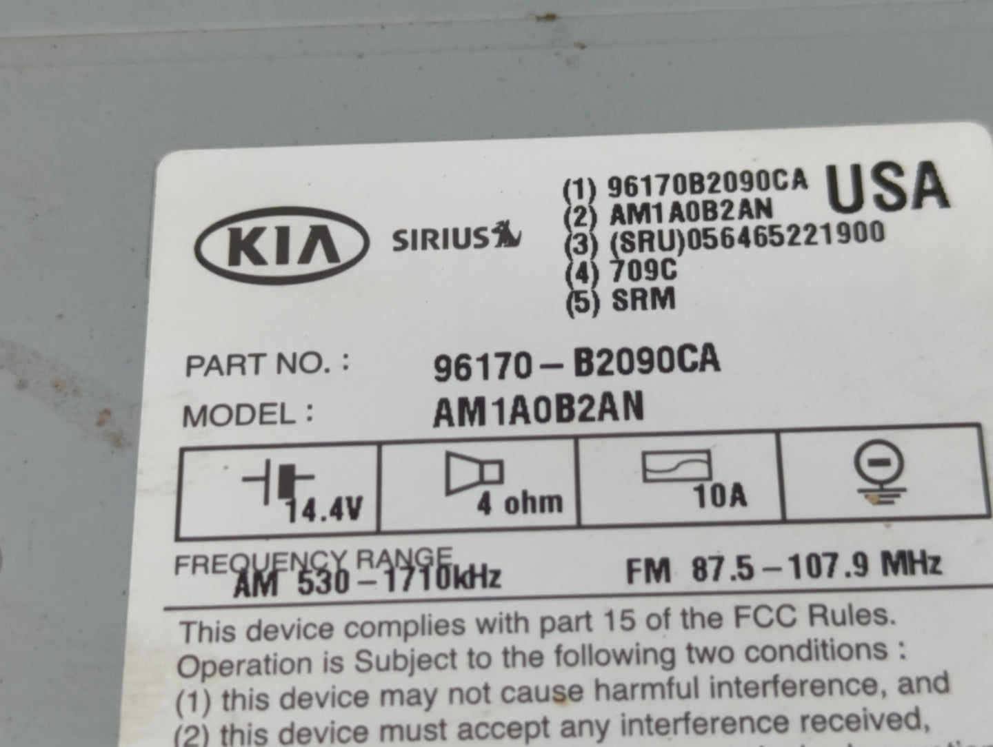 2014-2016 Kia Soul Am Fm Cd Player Radio Receiver - Oemusedautoparts1.com