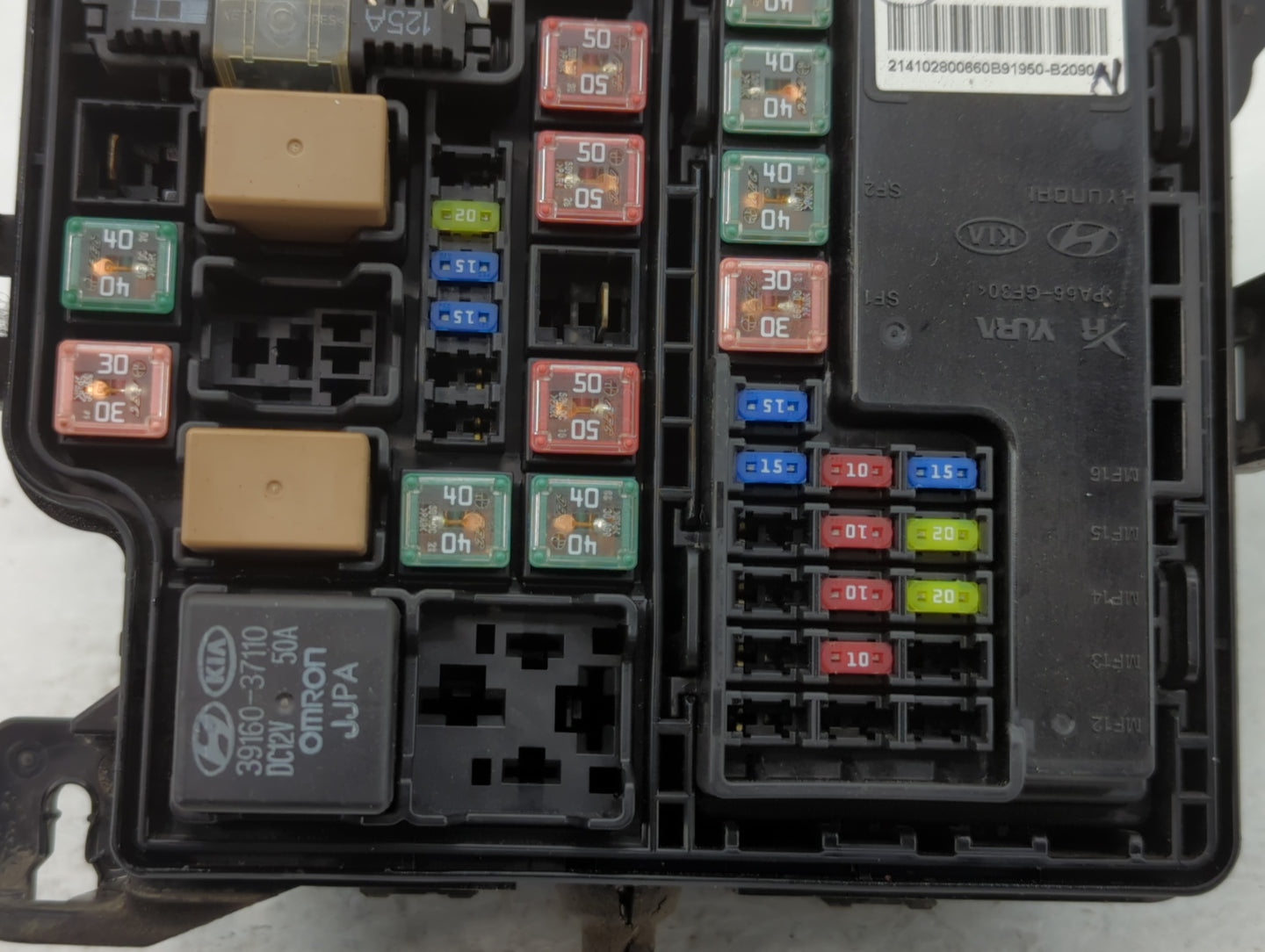 2015 Kia Soul Fusebox Fuse Box Panel Relay Module P/N:91950-B2090 Fits OEM Used Auto Parts - Oemusedautoparts1.com