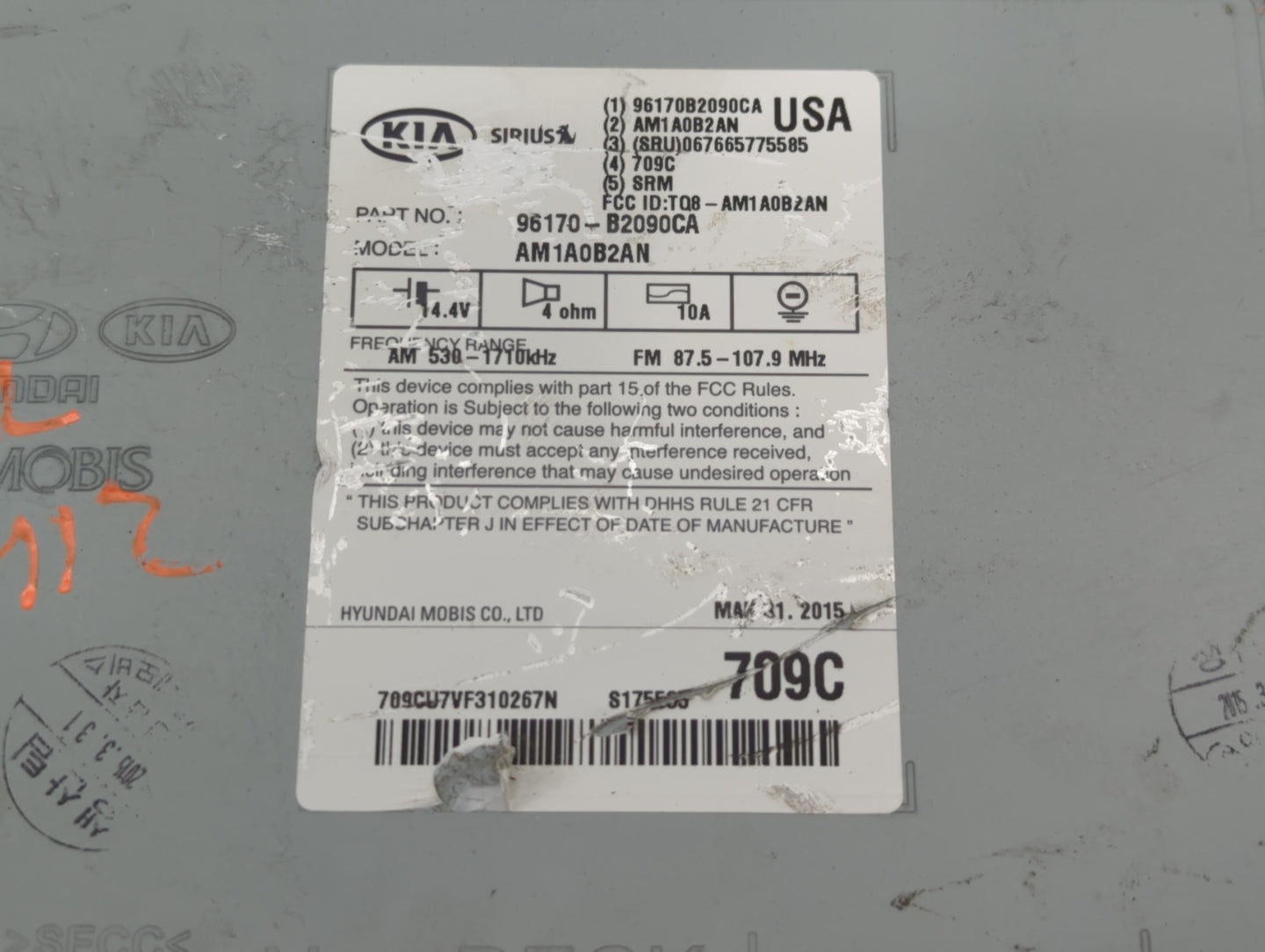 2015-2016 Kia Soul Am Fm Cd Player Radio Receiver - Oemusedautoparts1.com