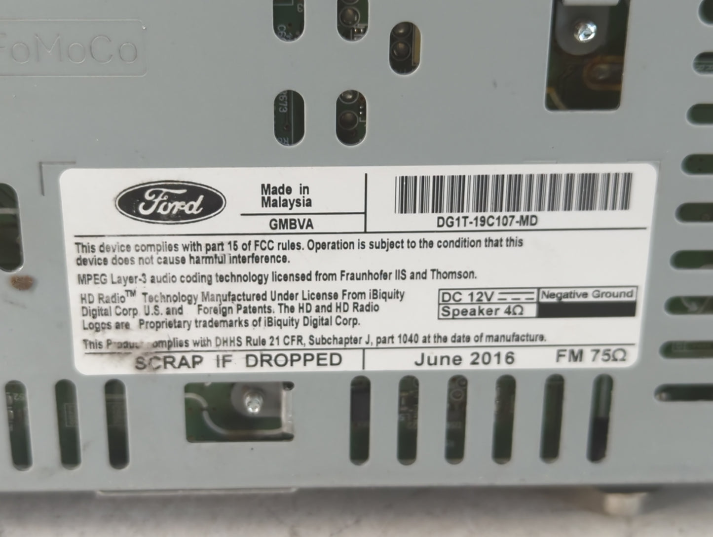 2014-2016 Kia Soul Radio AM FM Cd Player Receiver Replacement P/N:DG1T-19C107-MD Fits Fits 2014 2015 2016 OEM Used Auto Part