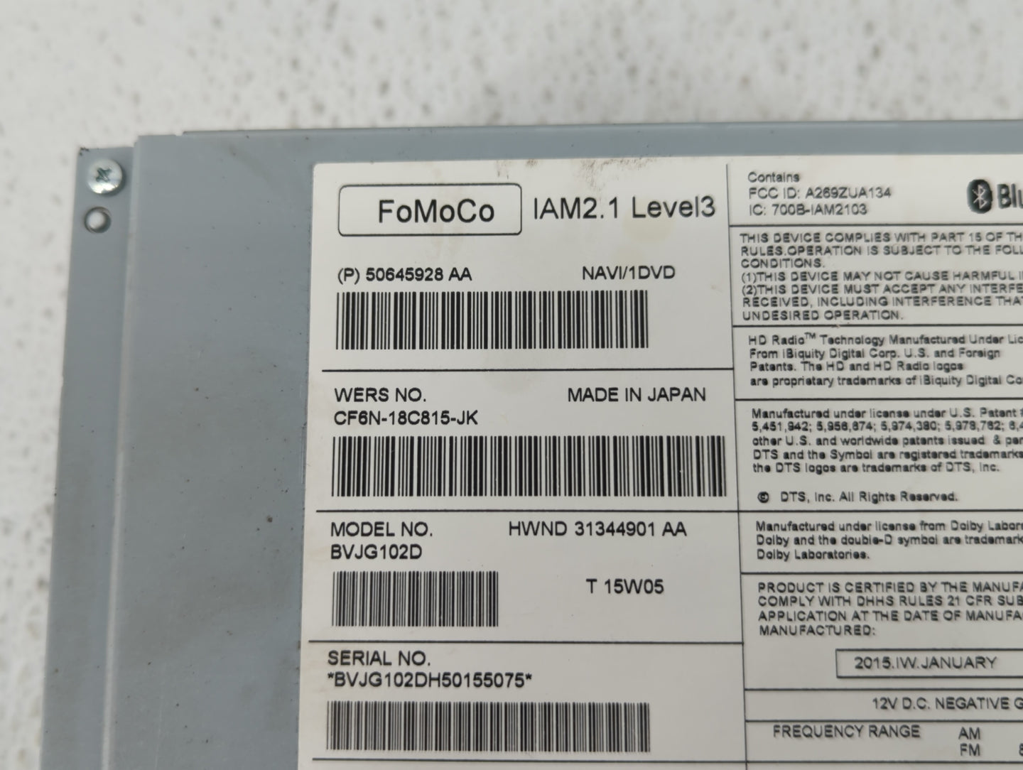 2012-2016 Land Rover Range Rover Evoque Radio AM FM Cd Player Receiver Replacement P/N:50645928AA Fits OEM Used Auto Parts -