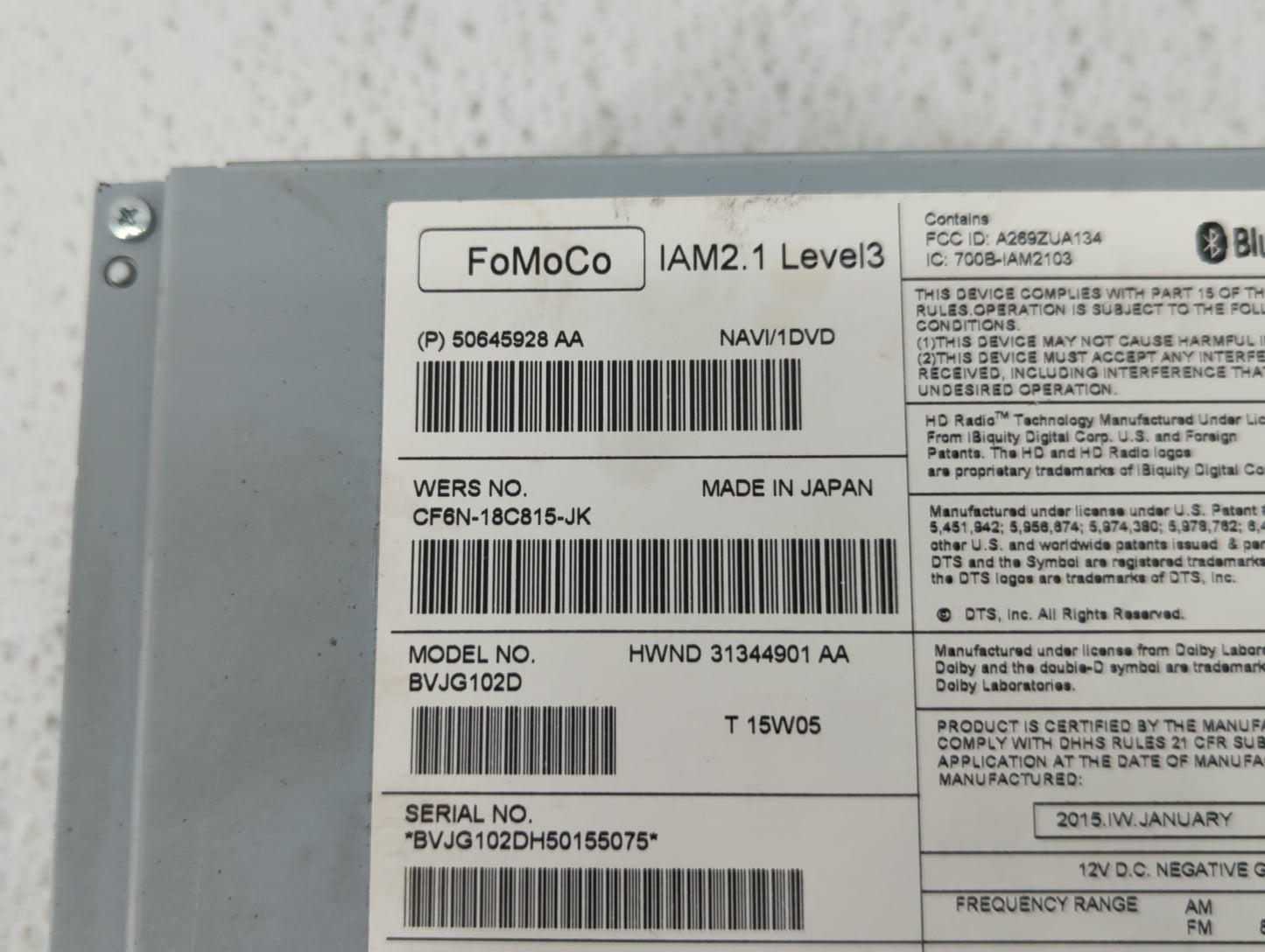 2012-2016 Land Rover Range Rover Evoque Radio AM FM Cd Player Receiver Replacement P/N:50645928AA Fits OEM Used Auto Parts -