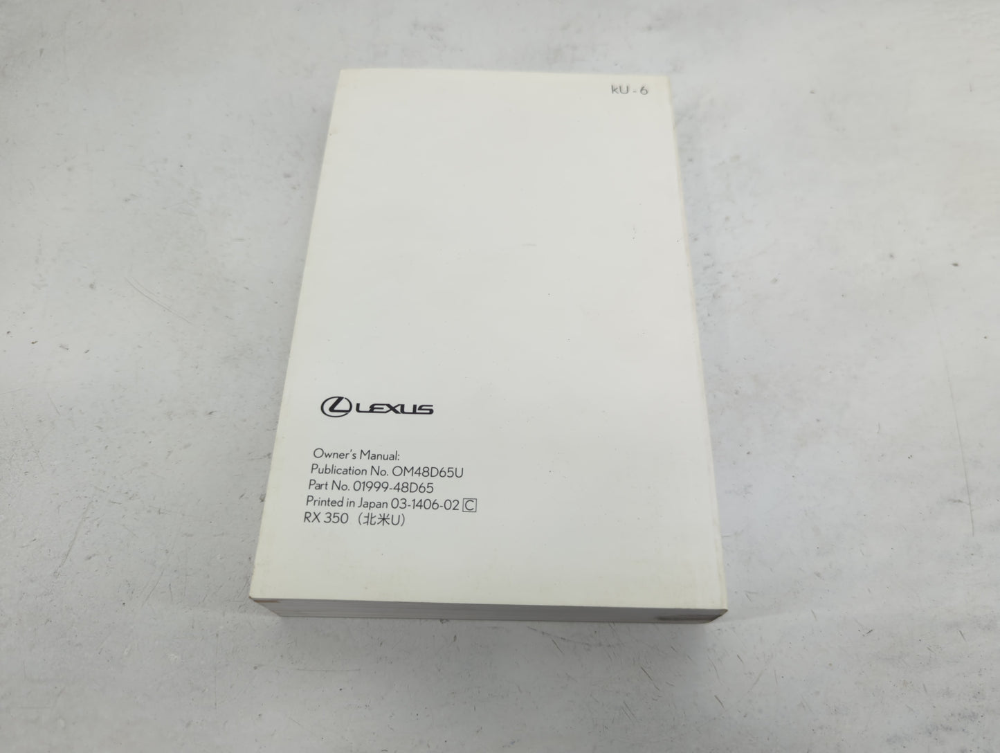 2015 Lexus Rx350 Owners Manual Book Guide P/N:OM48D65U 01999-48D65 OEM Used Auto Parts - Oemusedautoparts1.com